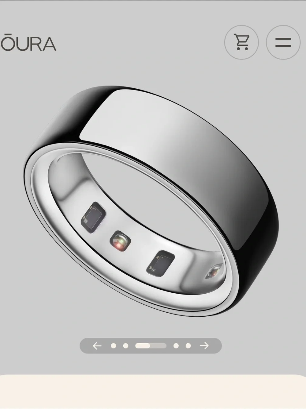 Oura Ring 4 Smart Ring - Silver Size 8